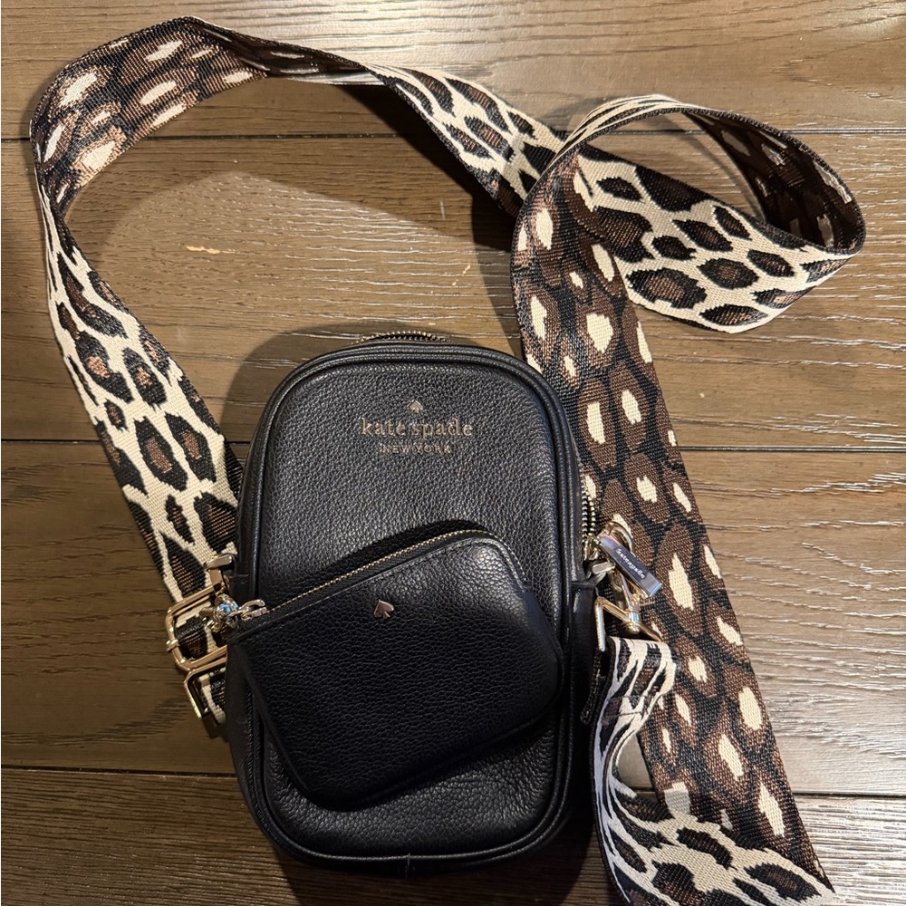 Kate Spade Black Bag with Leopard Print Strap